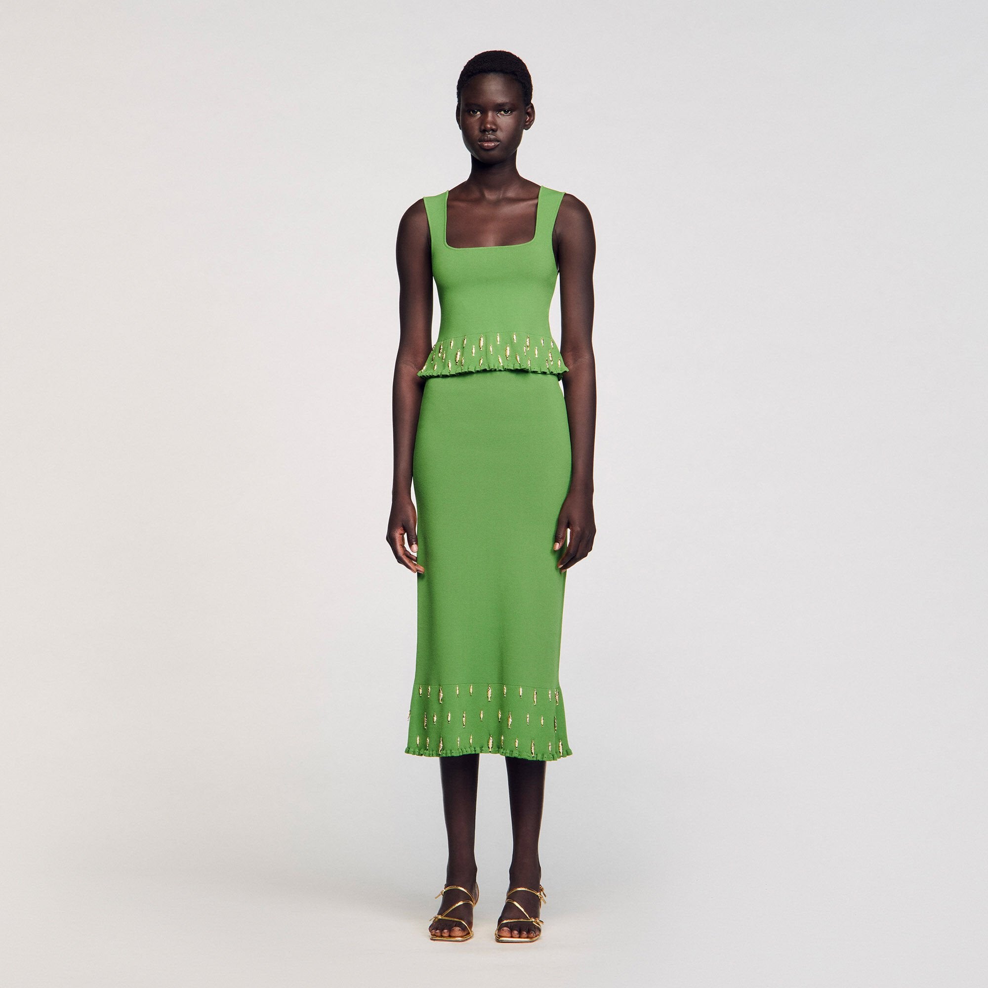 Sandro / Knit top with charms Green