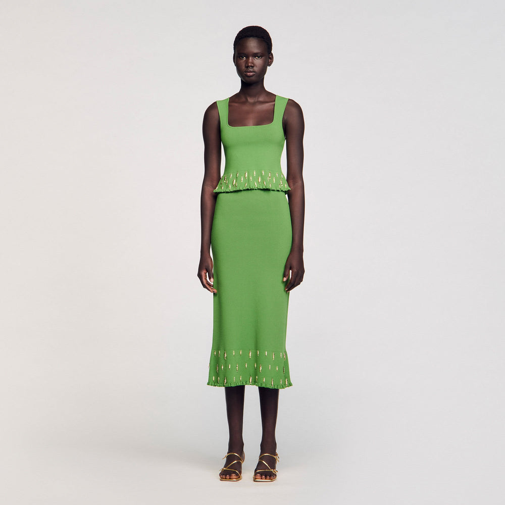 Sandro / Knit top with charms Green