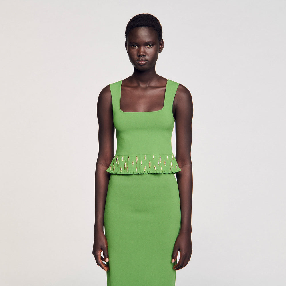 Sandro / Knit top with charms Green