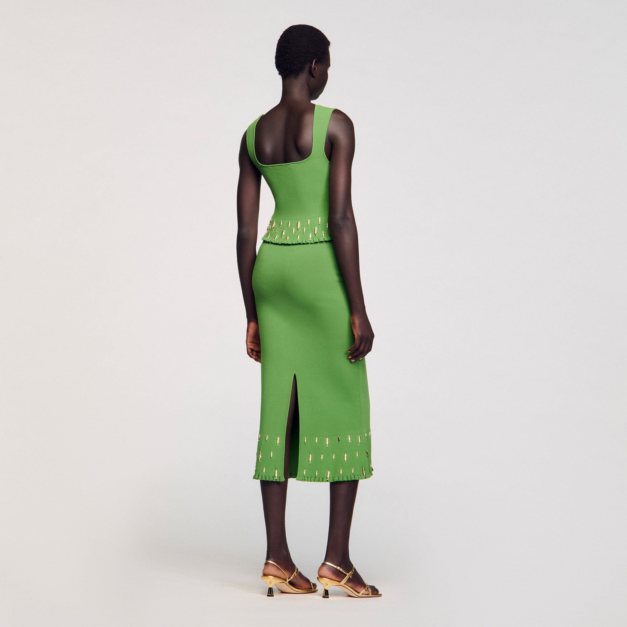 Sandro / Knit top with charms Green
