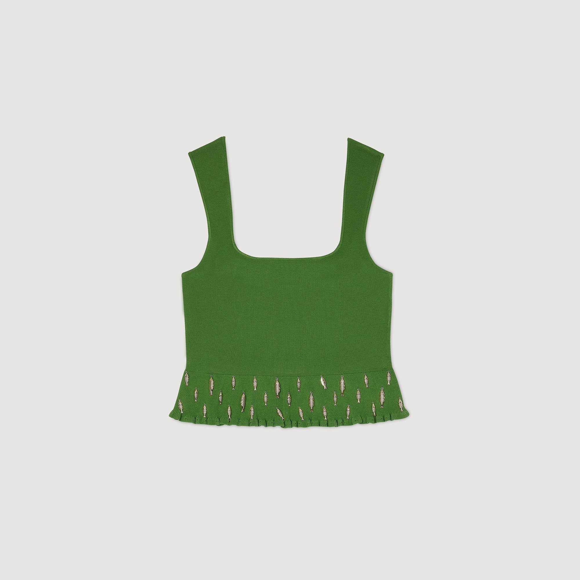 Sandro / Knit top with charms Green