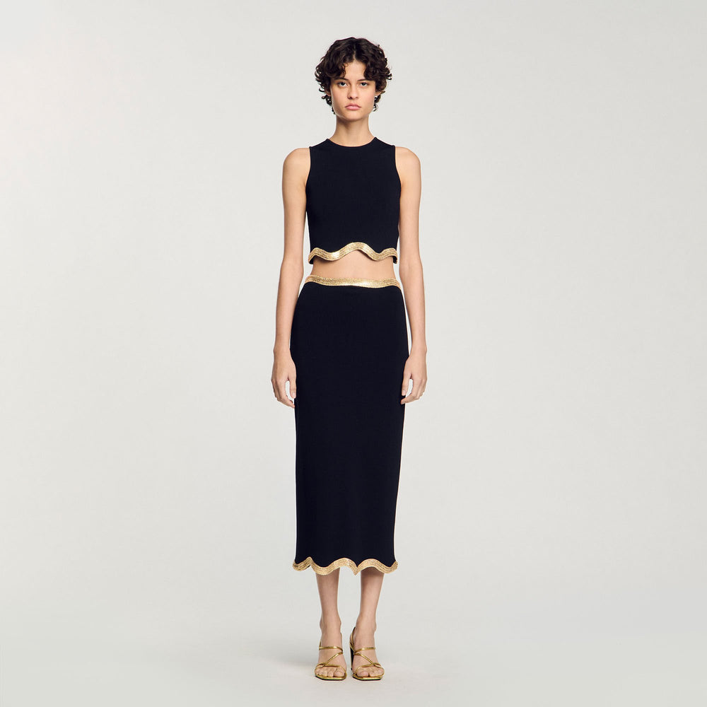 Sandro / Cropped top with chain detail Black