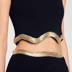 Sandro / Cropped top with chain detail Black