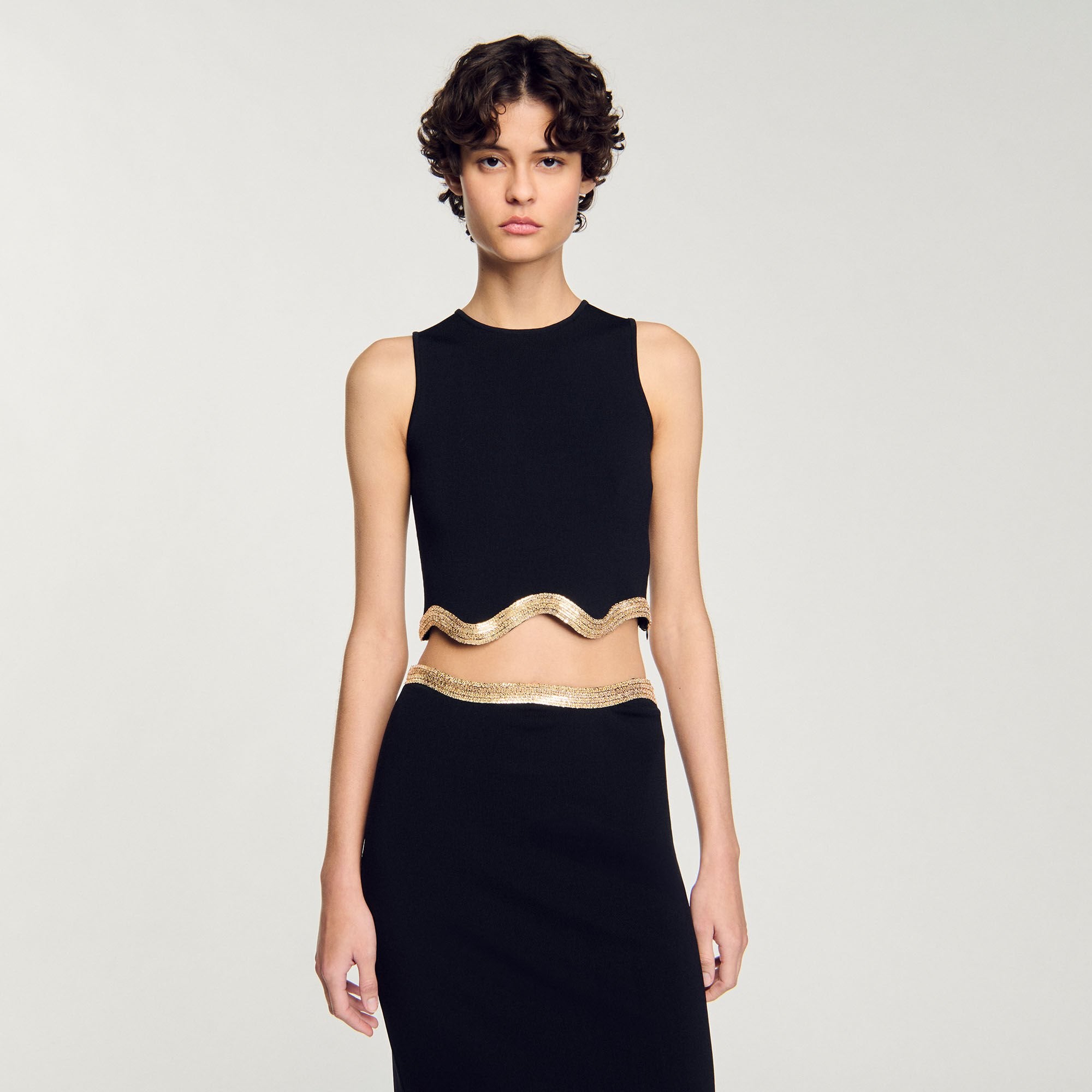 Sandro / Cropped top with chain detail Black