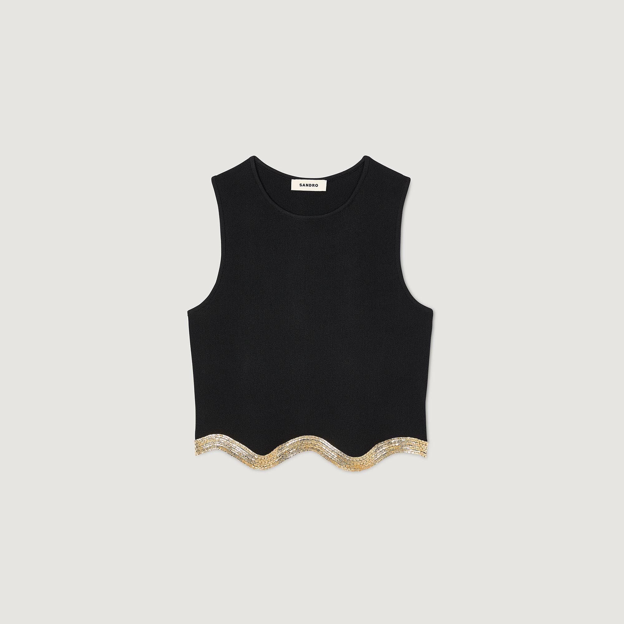 Sandro / Cropped top with chain detail Black