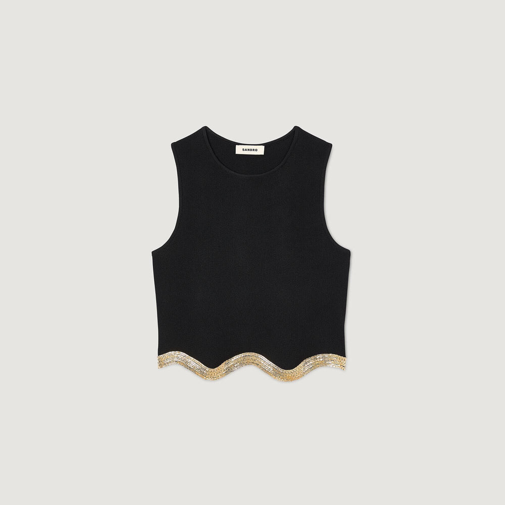Sandro / Cropped top with chain detail Black