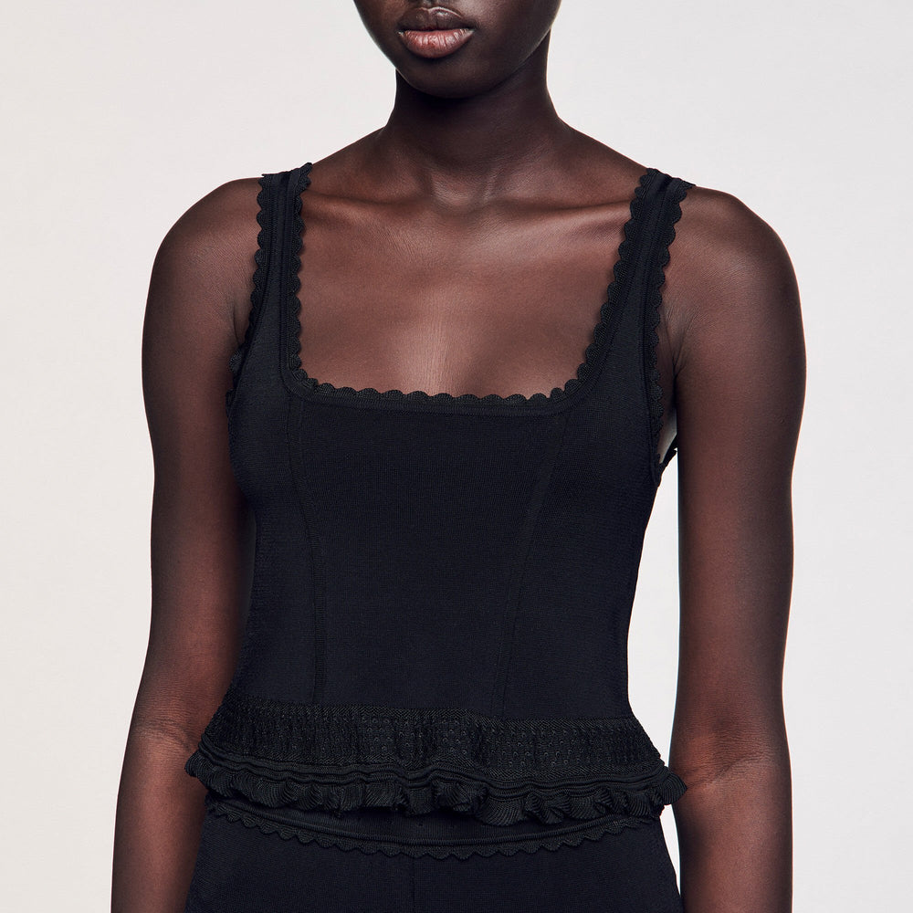 Sandro / Ruffled top Black