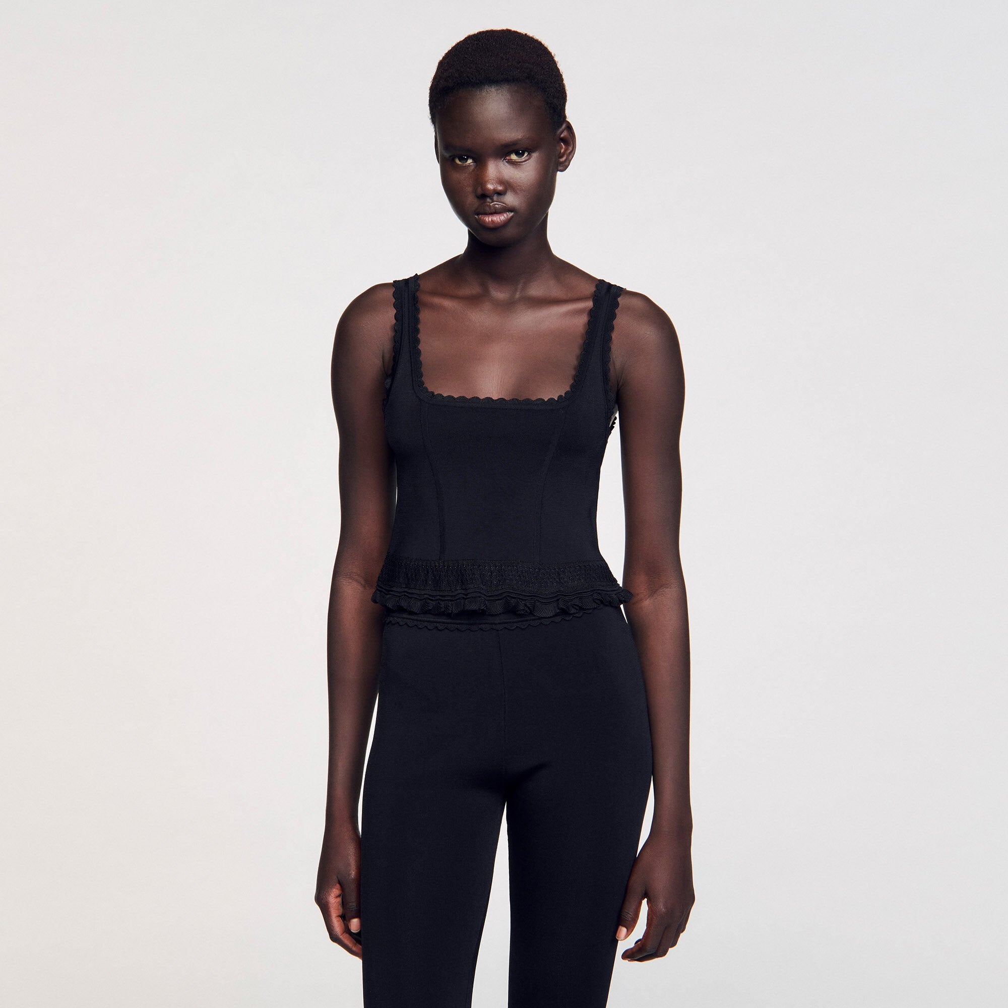 Sandro / Ruffled top Black