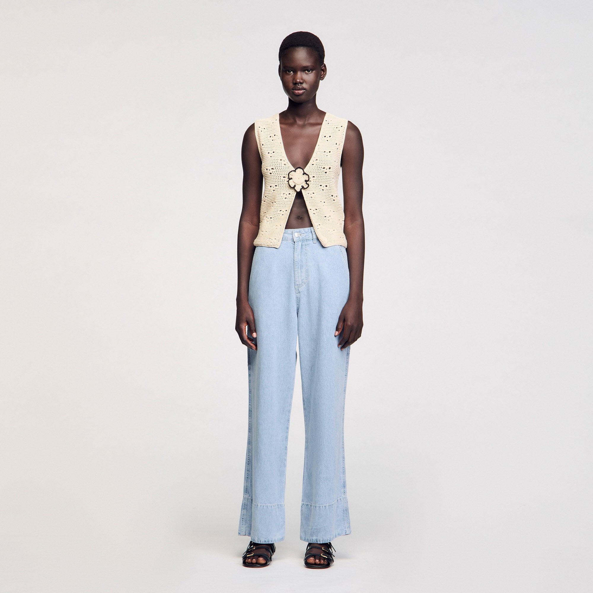 Sandro / Crochet vest Ecru