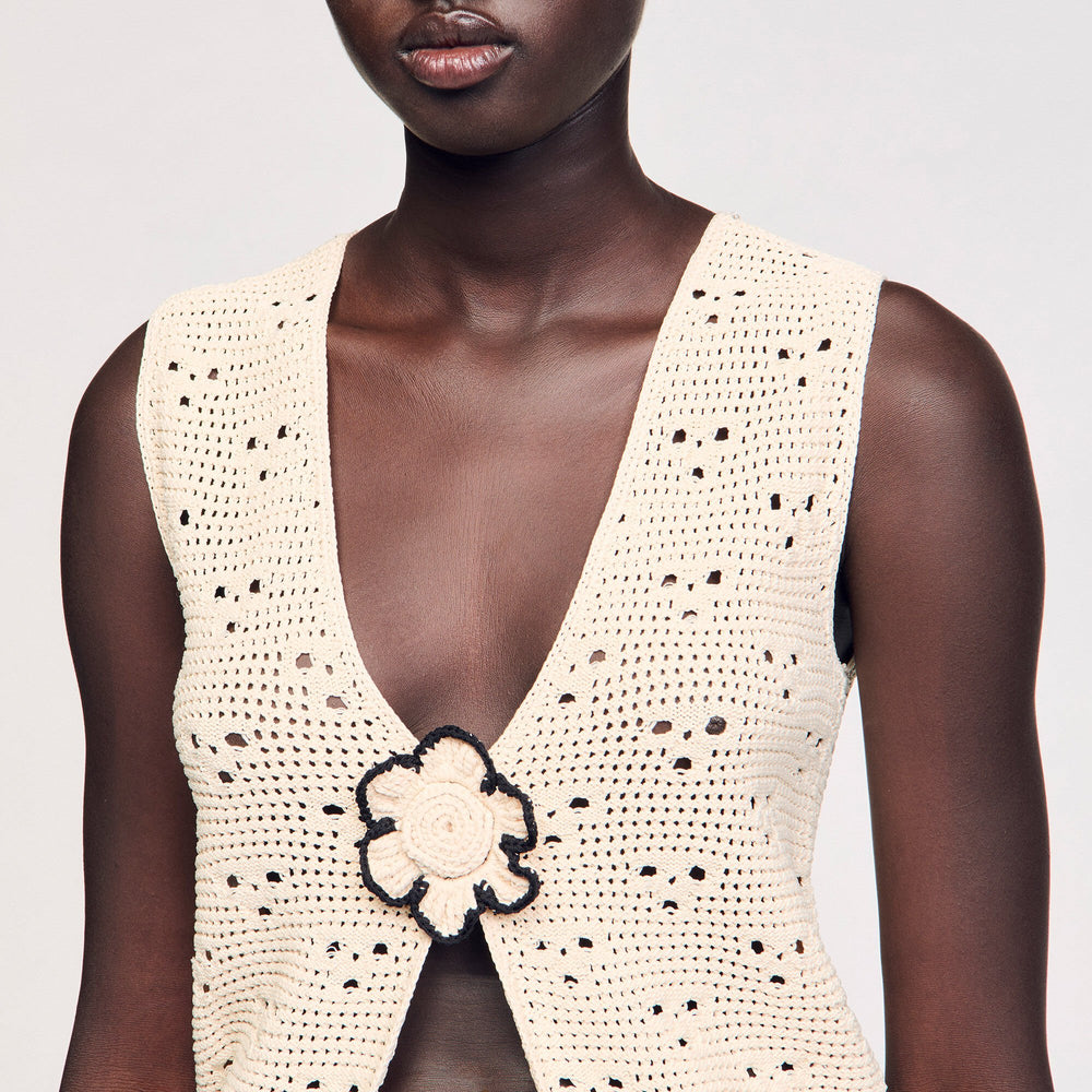Sandro / Crochet vest Ecru