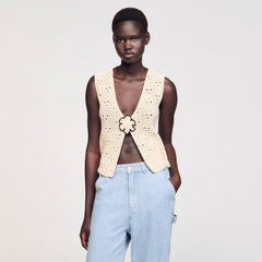 Sandro / Crochet vest Ecru