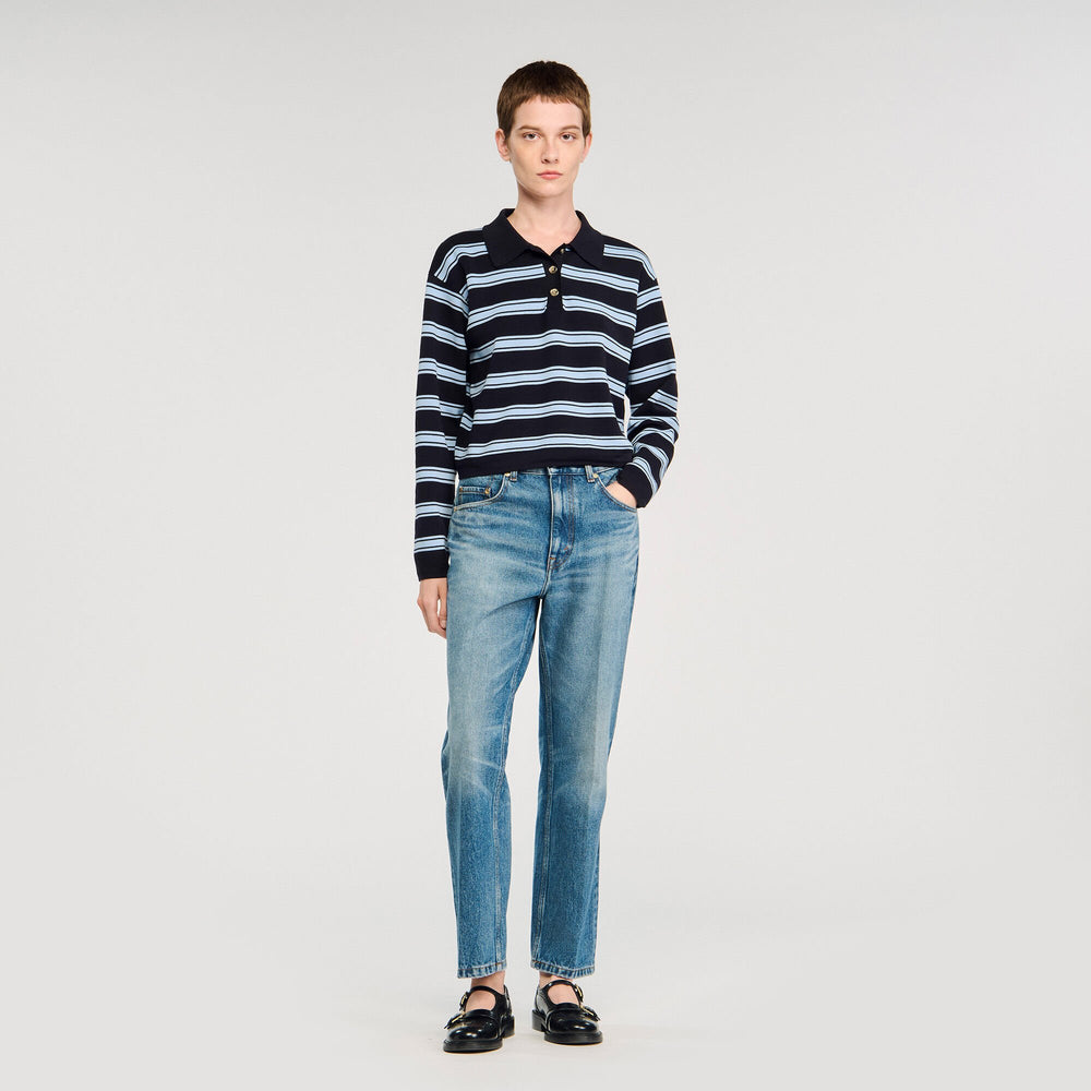 Sandro / Striped polo sweater Navy Blue