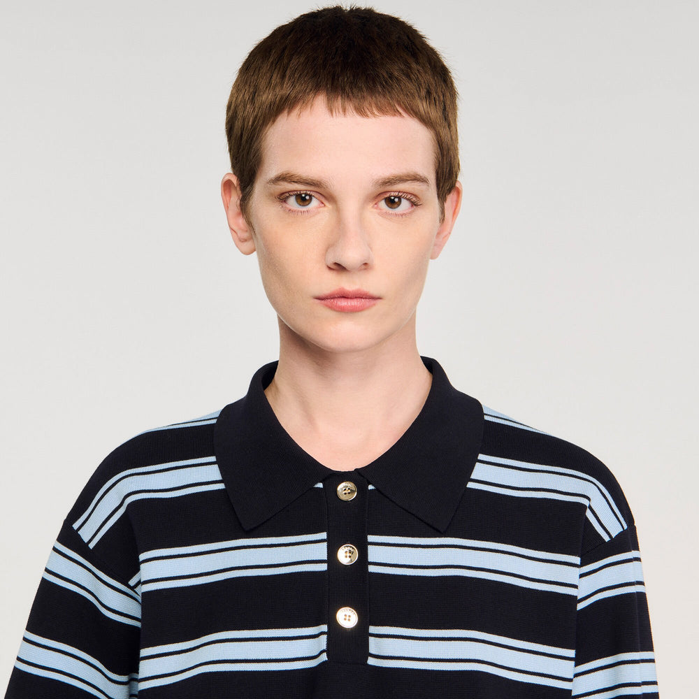 Sandro / Striped polo sweater Navy Blue