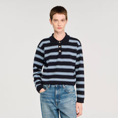 Sandro / Striped polo sweater Navy Blue