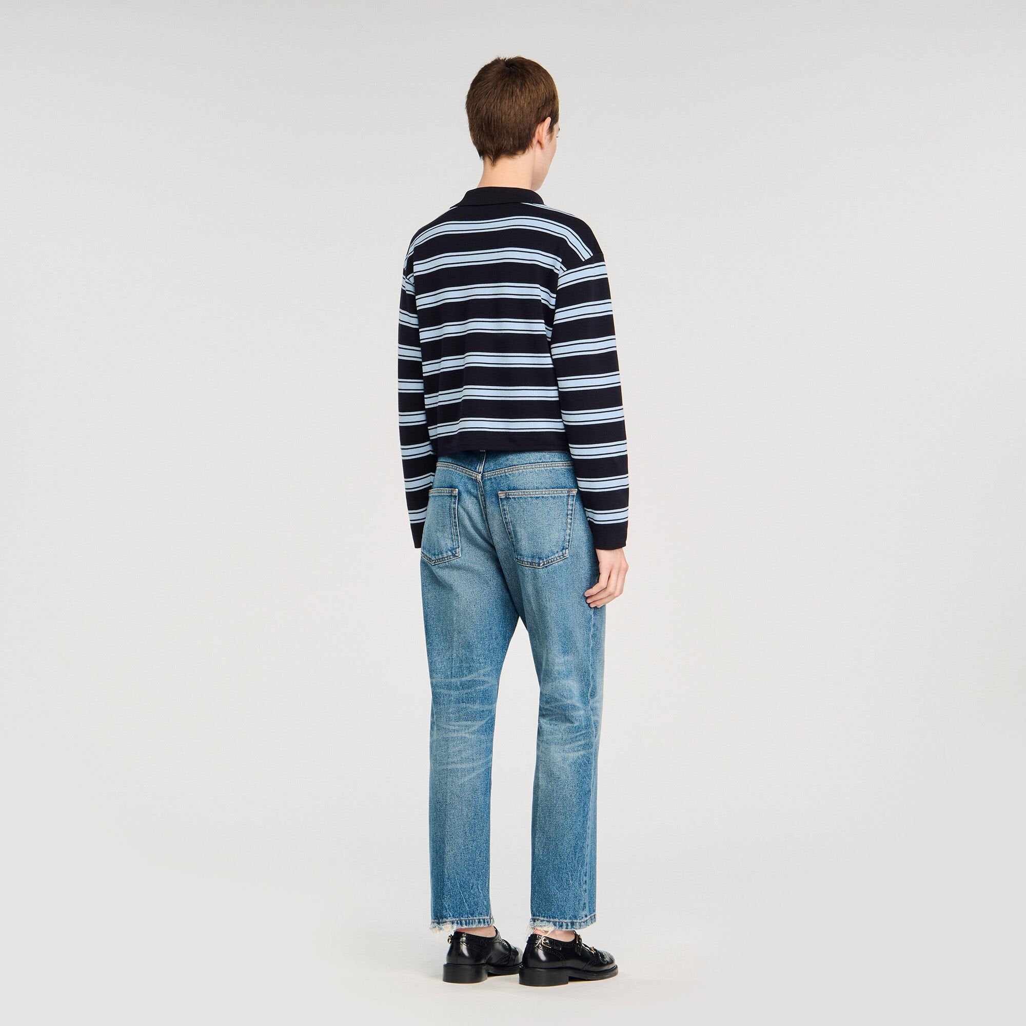 Sandro / Striped polo sweater Navy Blue