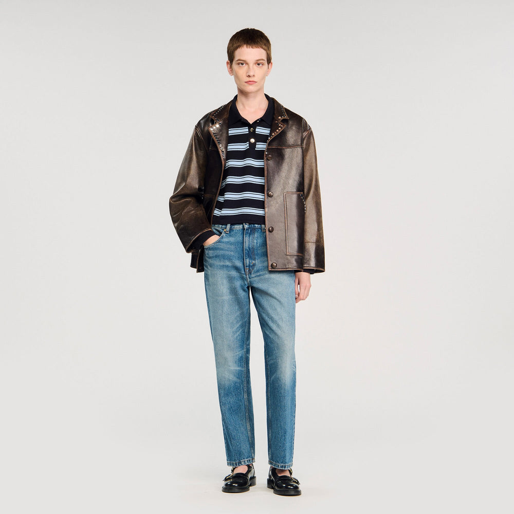 Sandro / Striped polo sweater Navy Blue