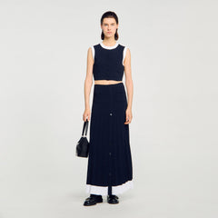 Sandro / Two-tone cropped cardigan Navy Blue