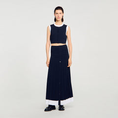 Sandro / Two-tone cropped cardigan Navy Blue