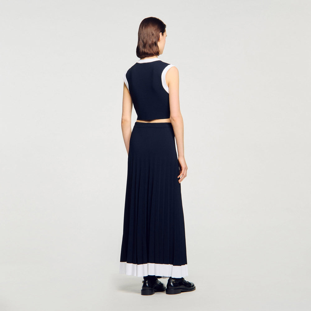 Sandro / Two-tone cropped cardigan Navy Blue