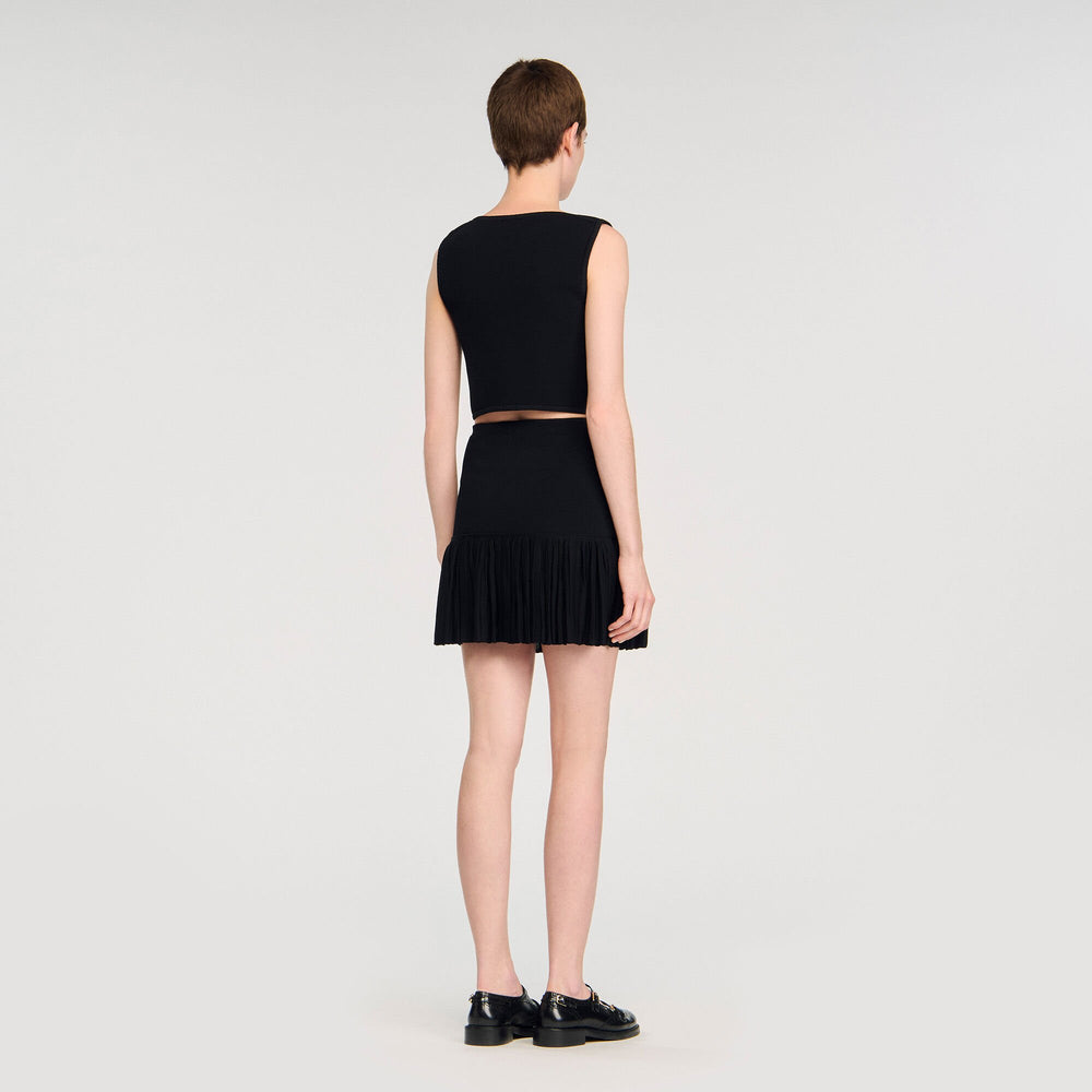 Sandro / Button detail cropped knit top Black