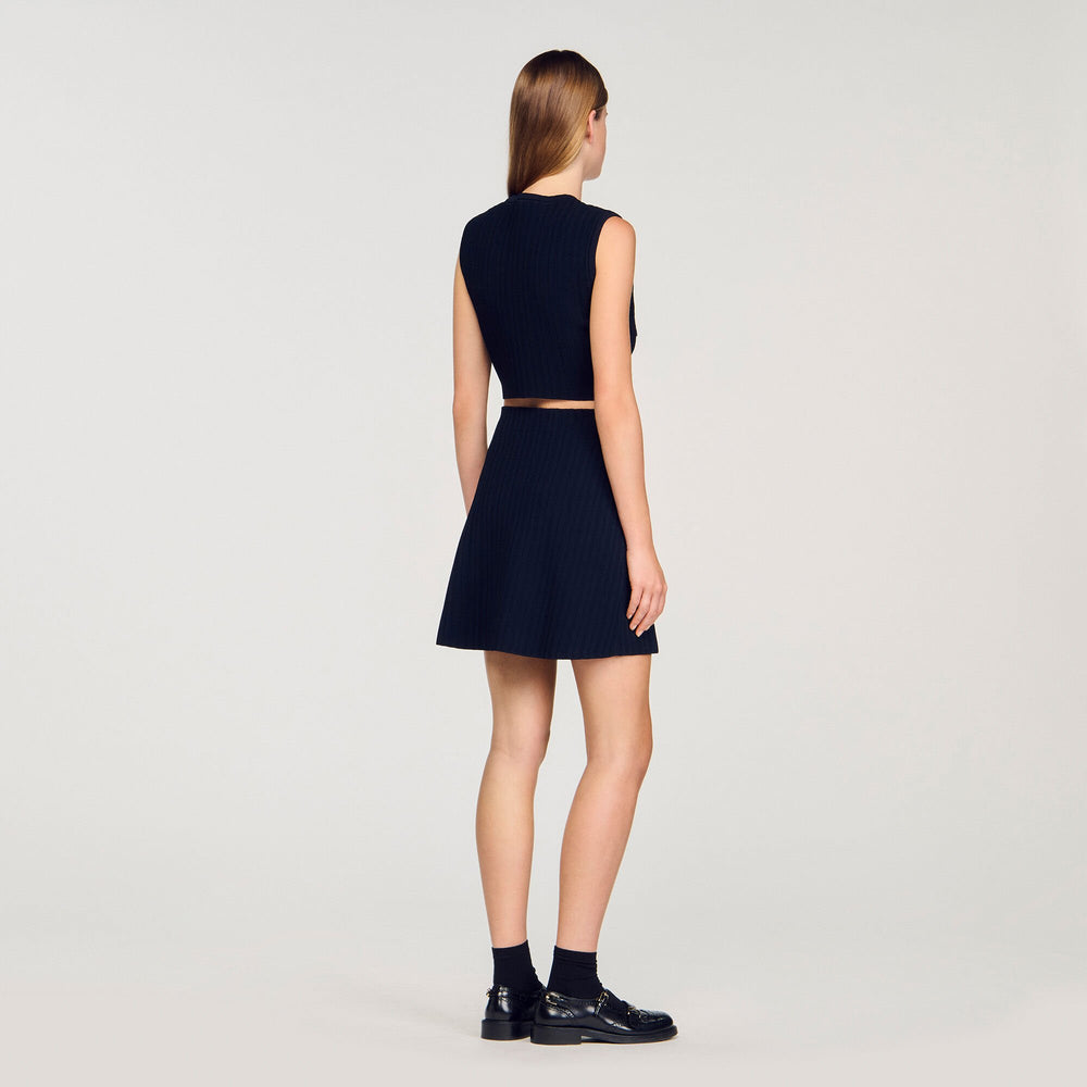 Sandro / Knit and denim top Navy Blue