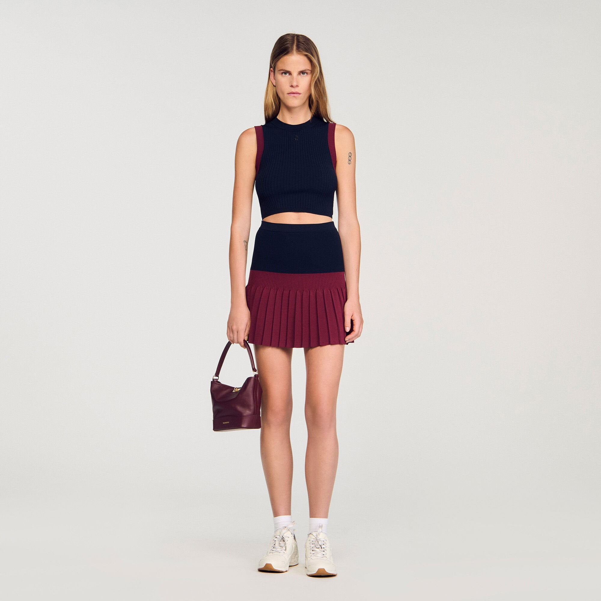 Sandro / Two-tone knit top Navy Blue