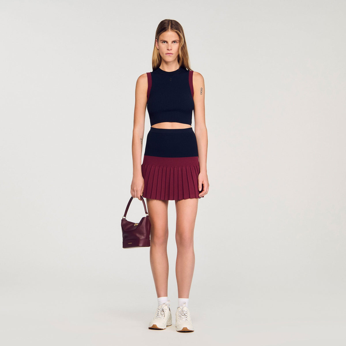 Sandro / Two-tone knit top Navy Blue