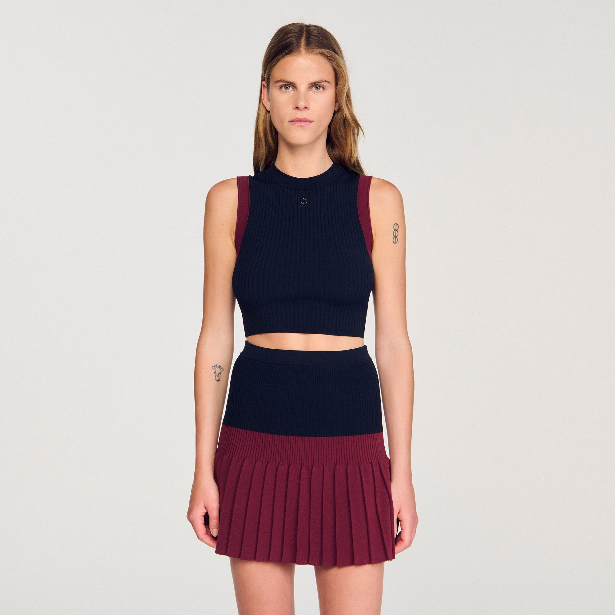 Sandro / Two-tone knit top Navy Blue