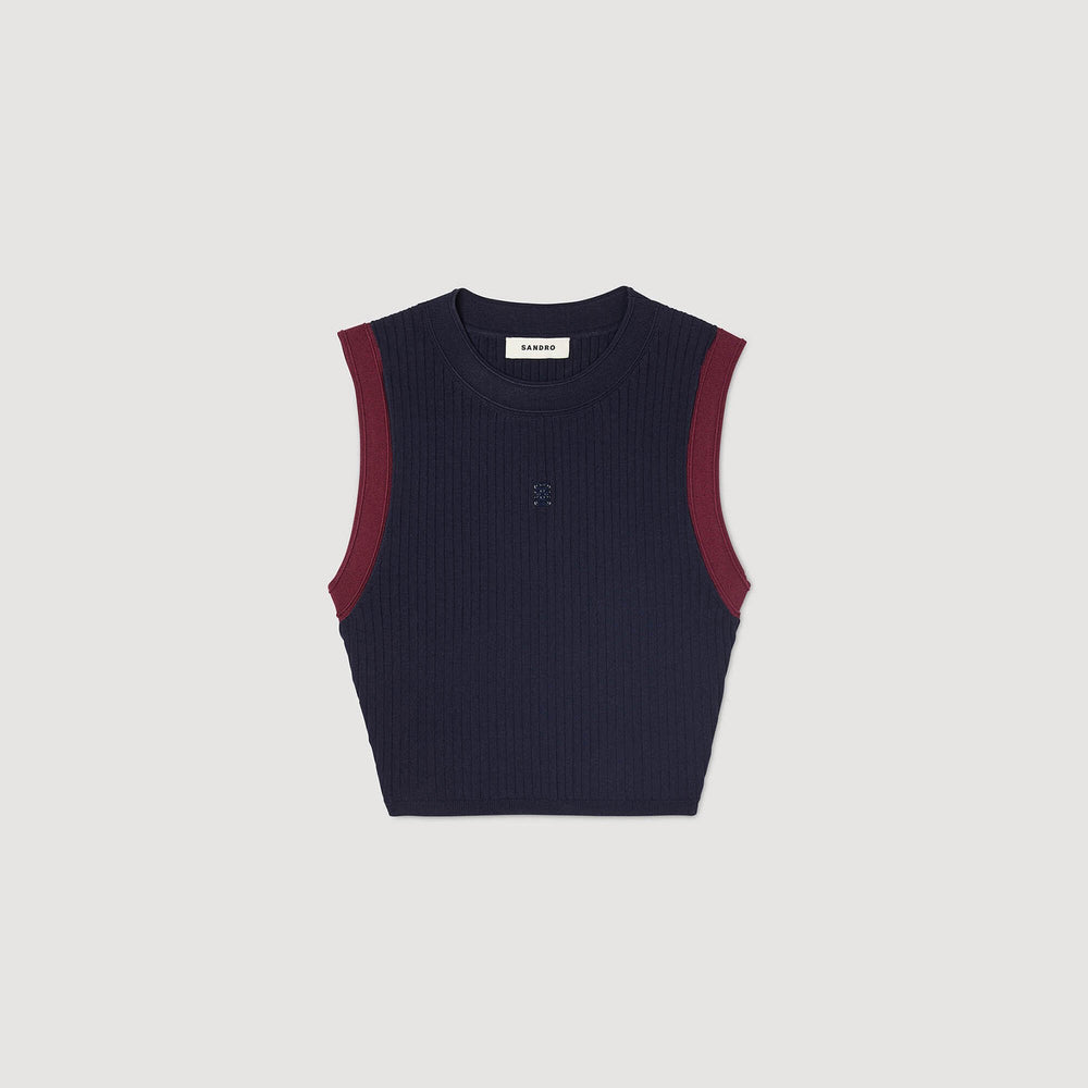 Sandro / Two-tone knit top Navy Blue