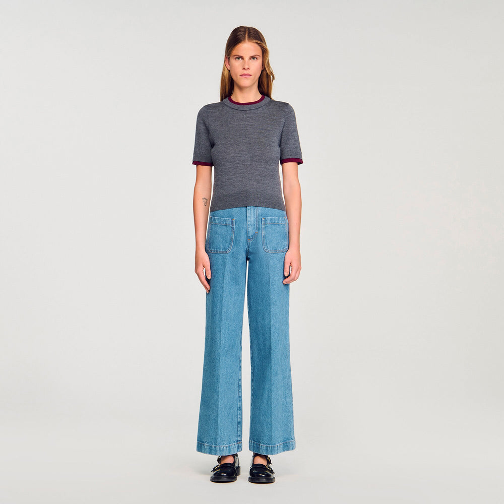 Sandro / Two-tone cropped sweater Grey