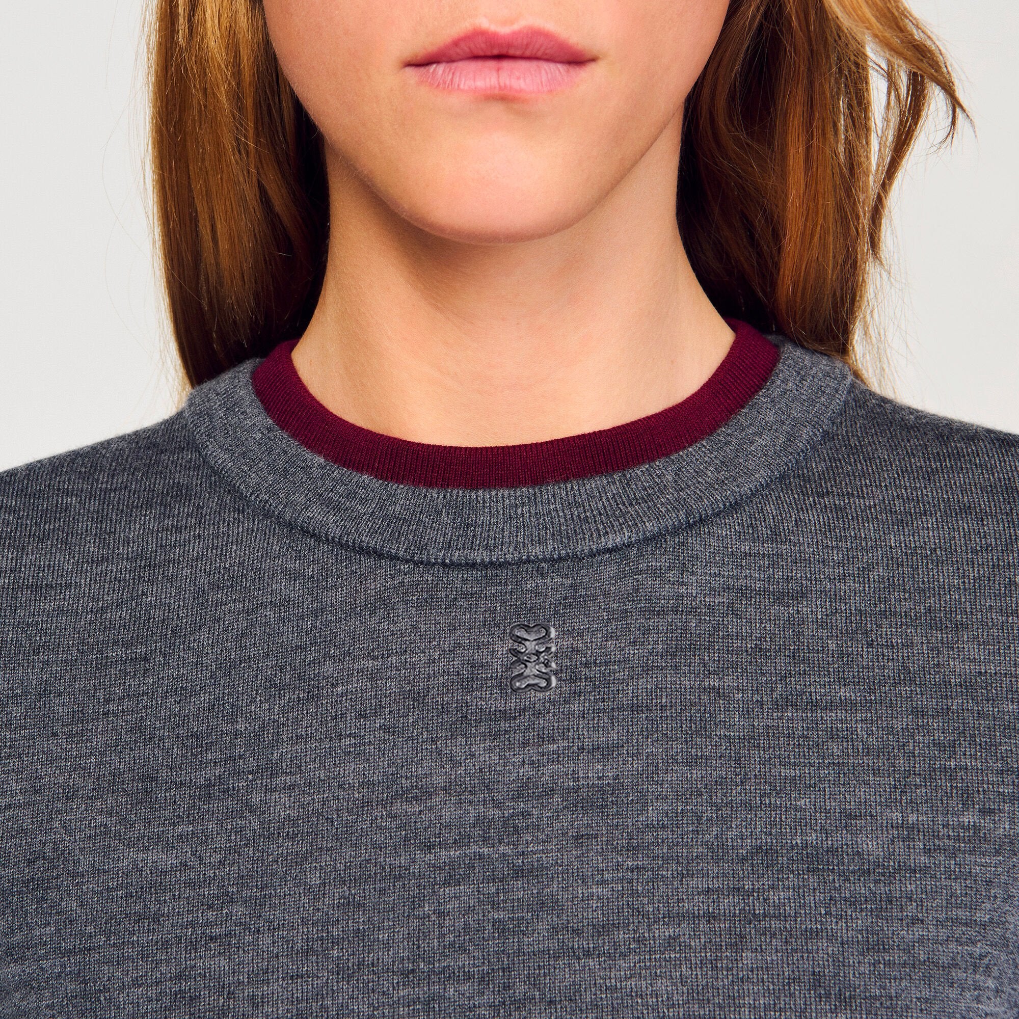 Sandro / Two-tone cropped sweater Grey