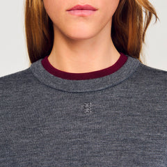 Sandro / Two-tone cropped sweater Grey