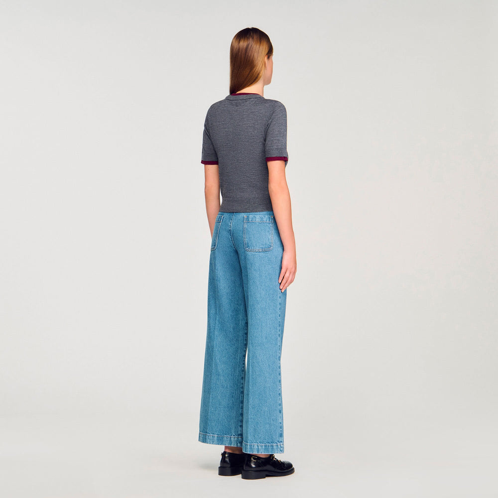 Sandro / Two-tone cropped sweater Grey