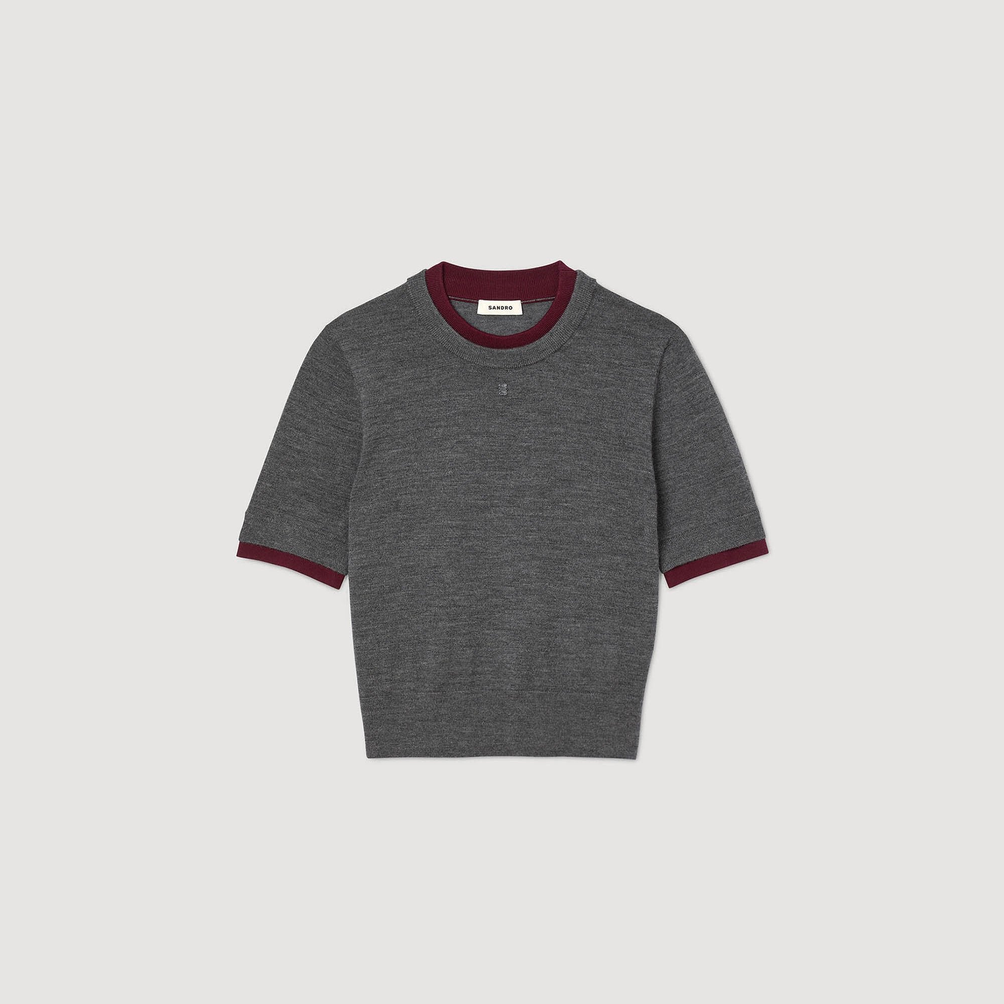 Sandro / Two-tone cropped sweater Grey