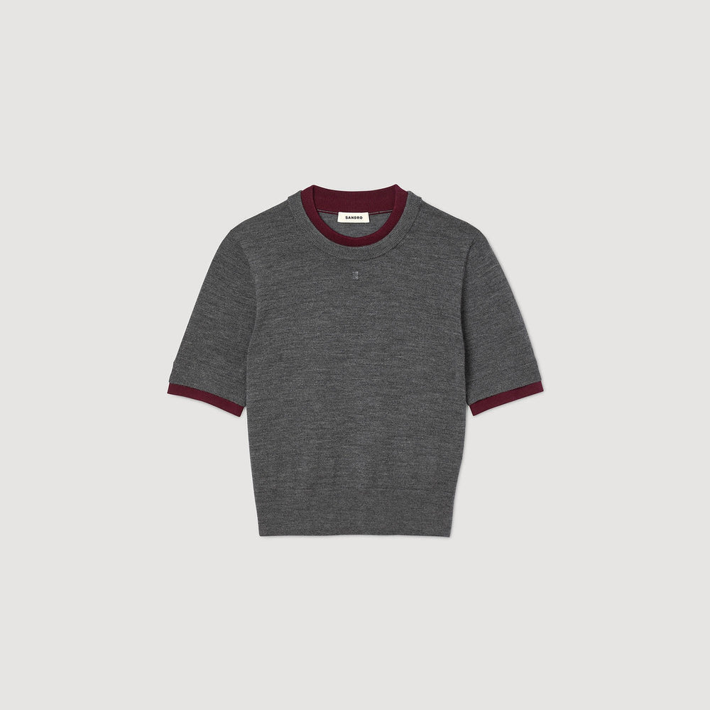 Sandro / Two-tone cropped sweater Grey