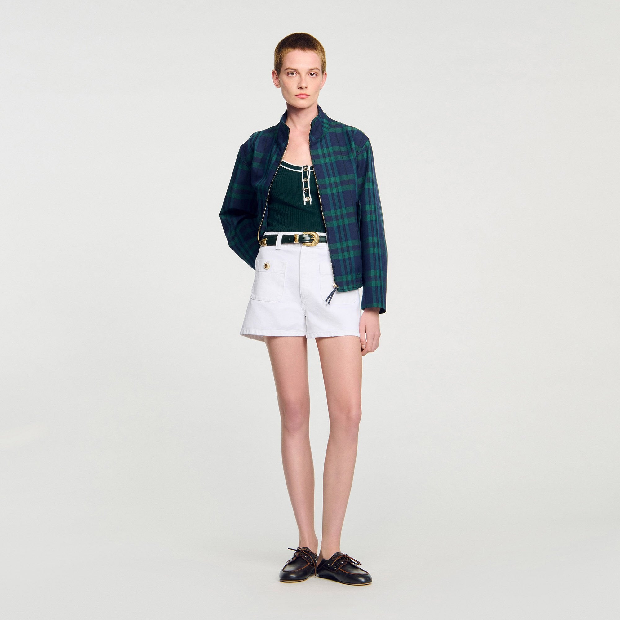 Sandro / Two-tone knit vest top Bottle Green