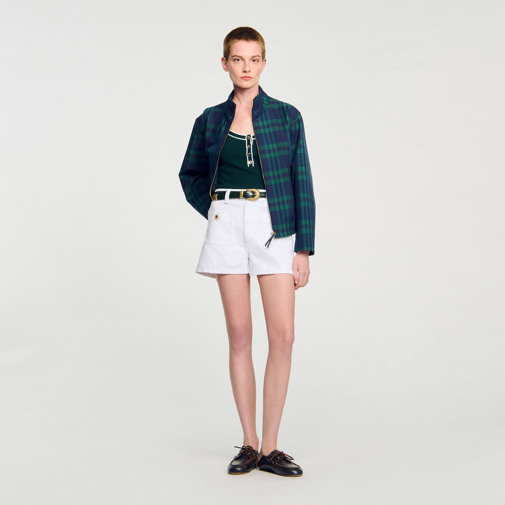Sandro / Two-tone knit vest top Bottle Green