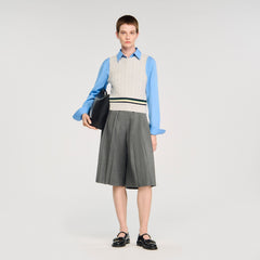 Sandro / Sleeveless cropped cable knit sweater Grey