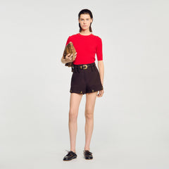 Sandro / Argyle polo-neck sweater Red