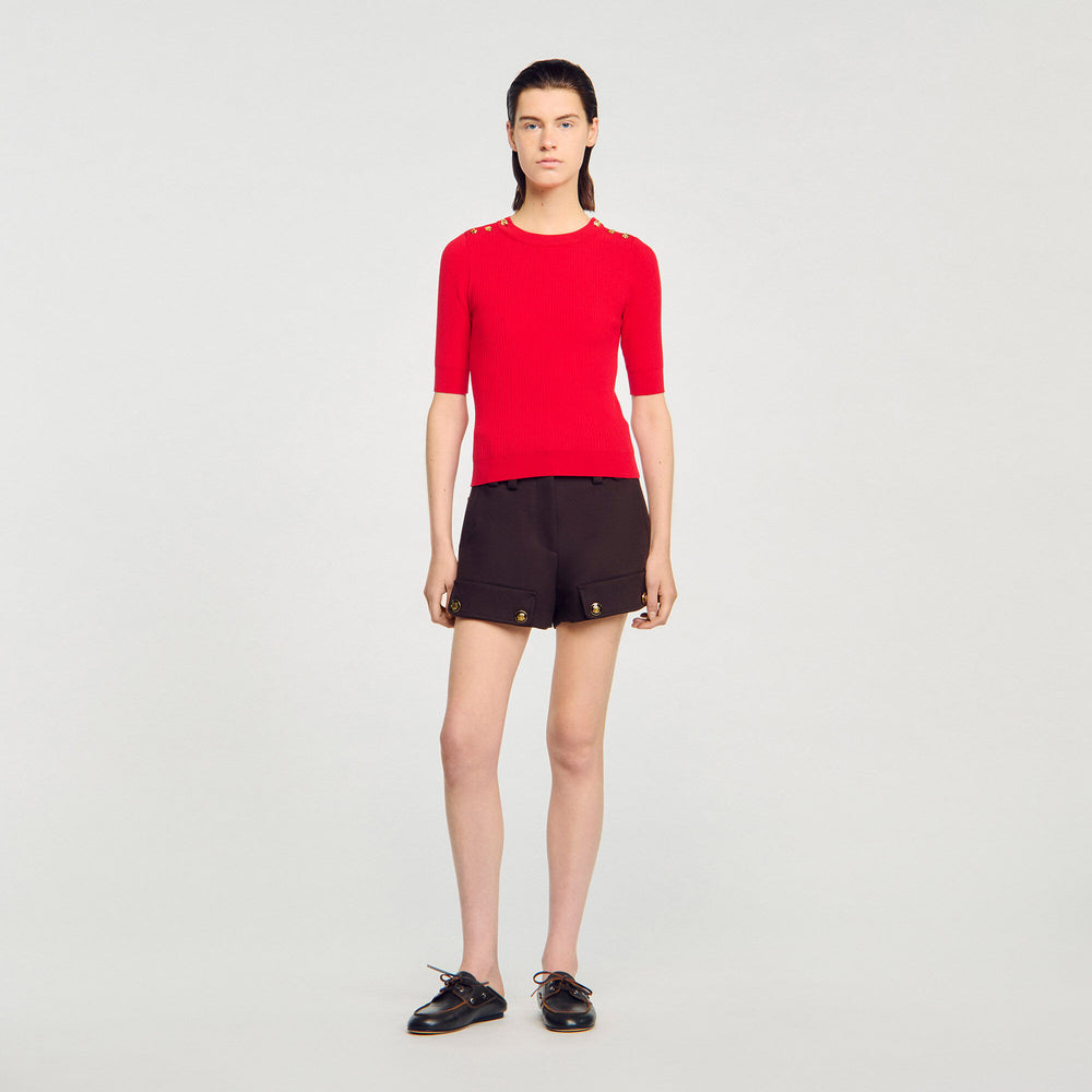 Sandro / Argyle polo-neck sweater Red