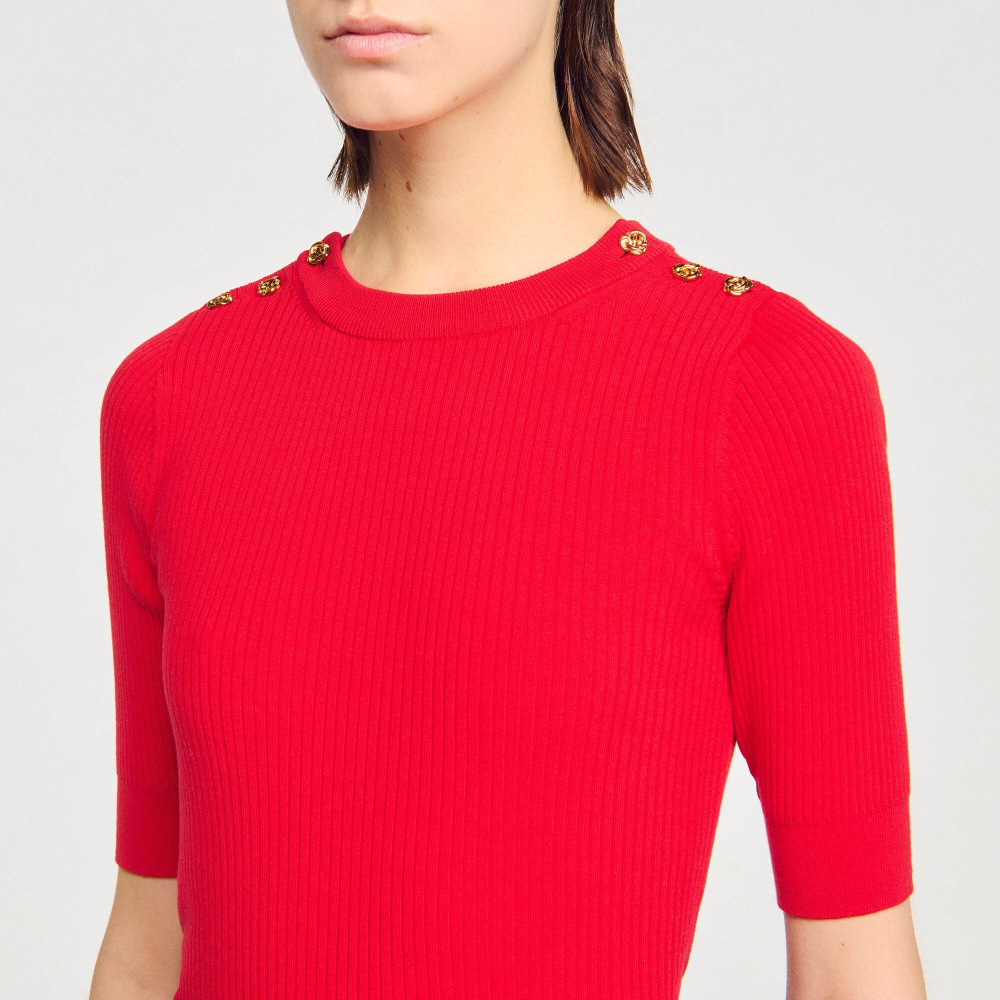 Sandro / Argyle polo-neck sweater Red