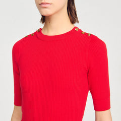 Sandro / Argyle polo-neck sweater Red
