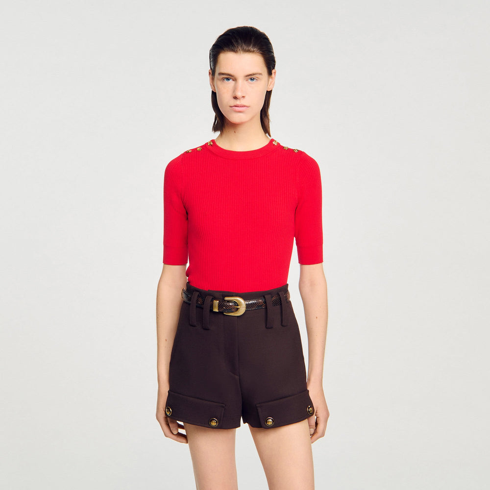 Sandro / Argyle polo-neck sweater Red