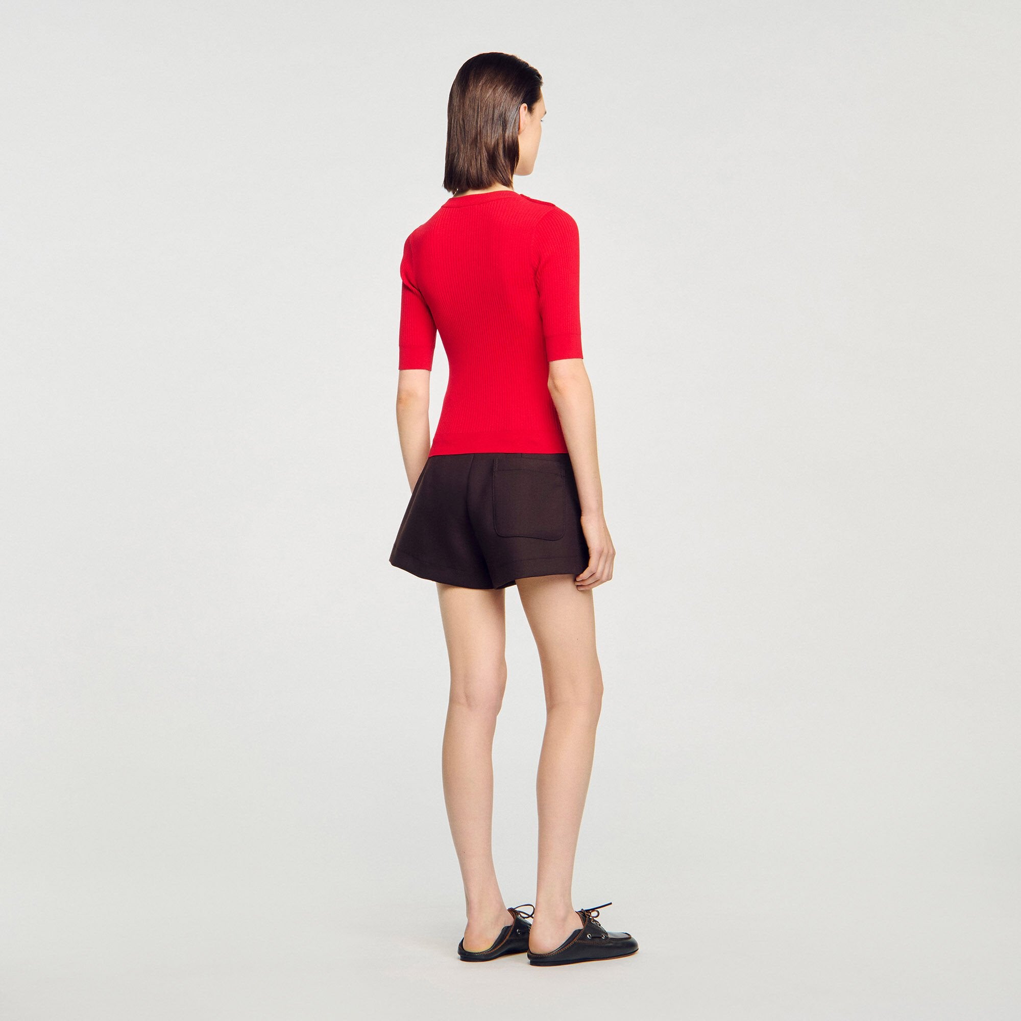 Sandro / Argyle polo-neck sweater Red