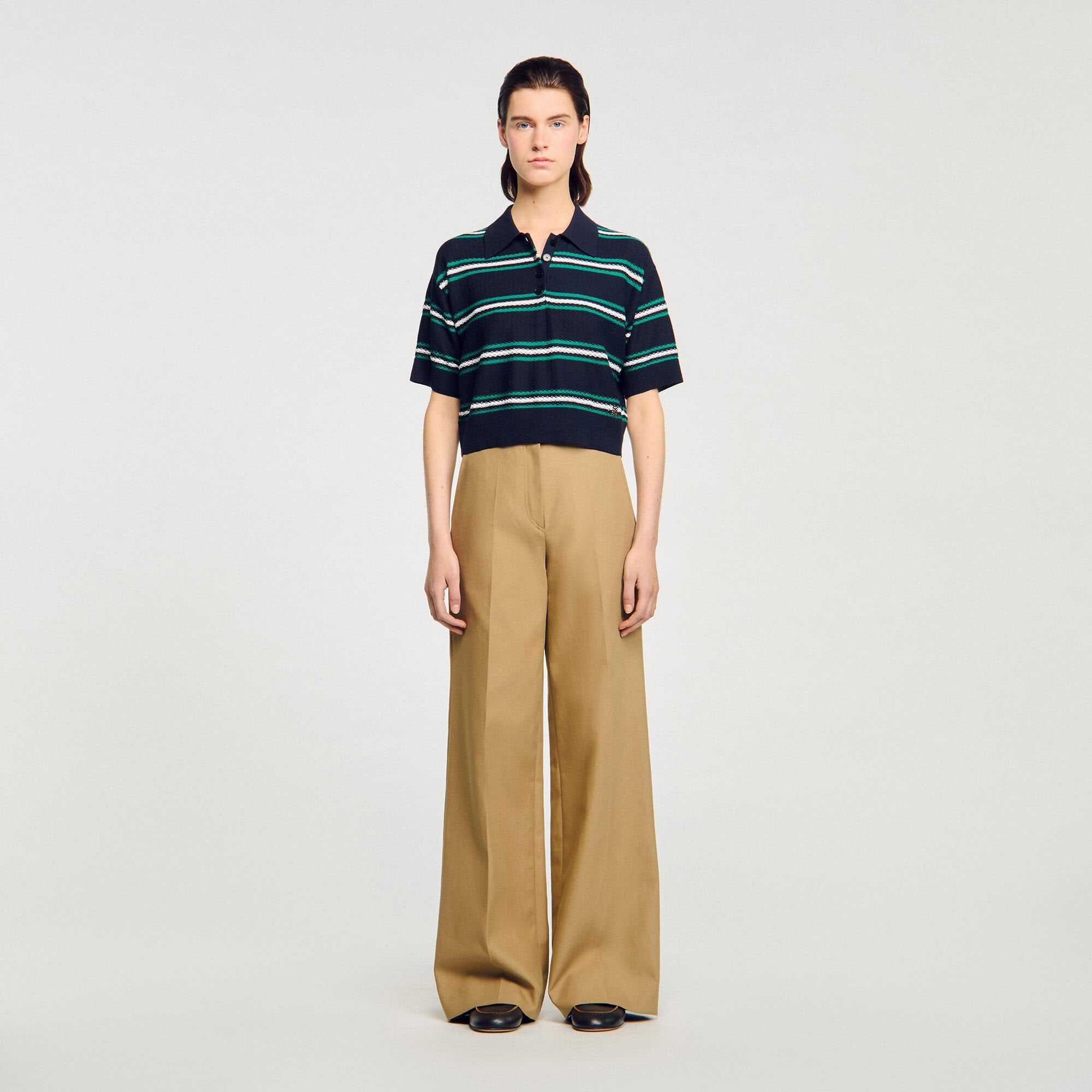 Sandro / Polo-neck striped sweater Navy Blue