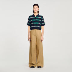 Sandro / Polo-neck striped sweater Navy Blue