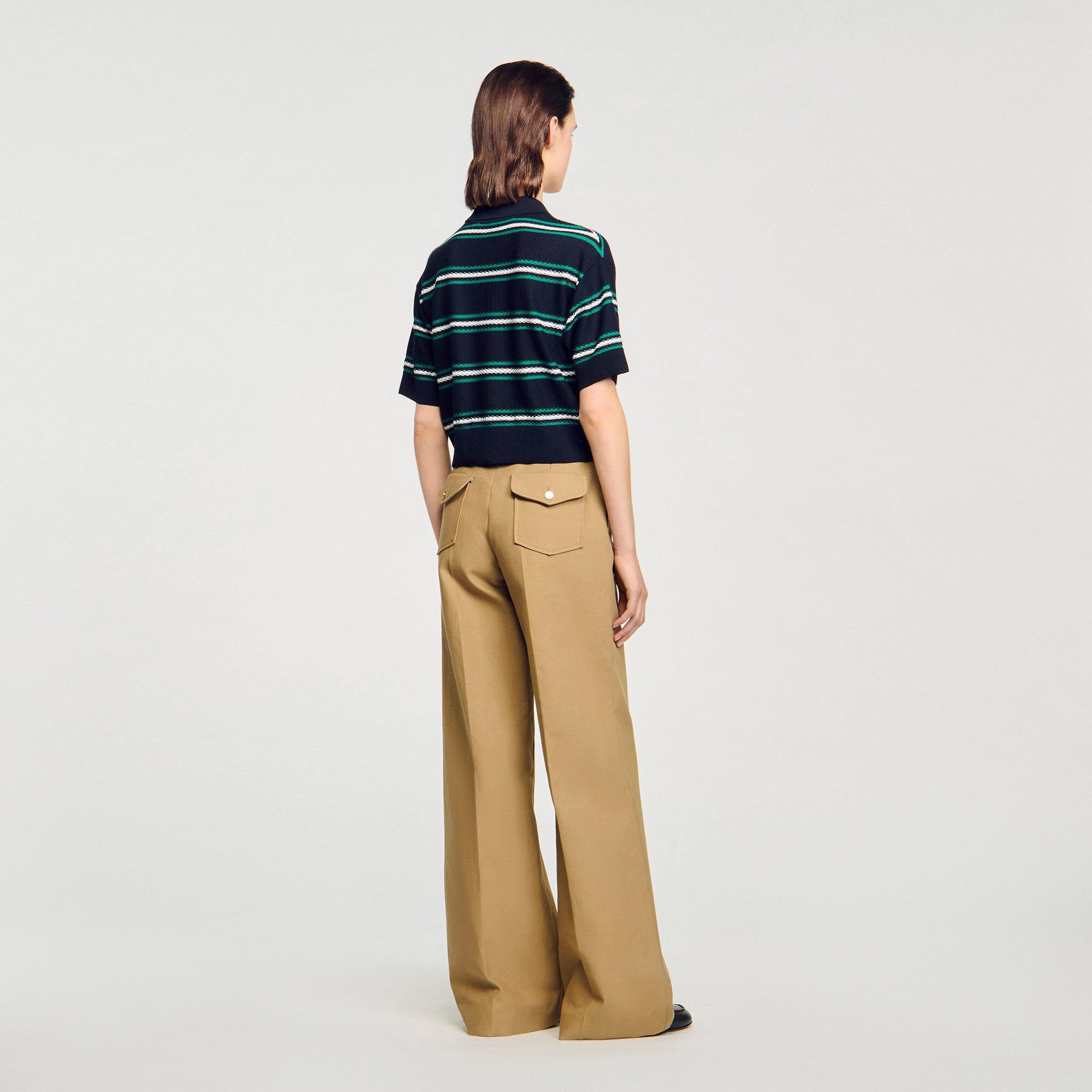 Sandro / Polo-neck striped sweater Navy Blue