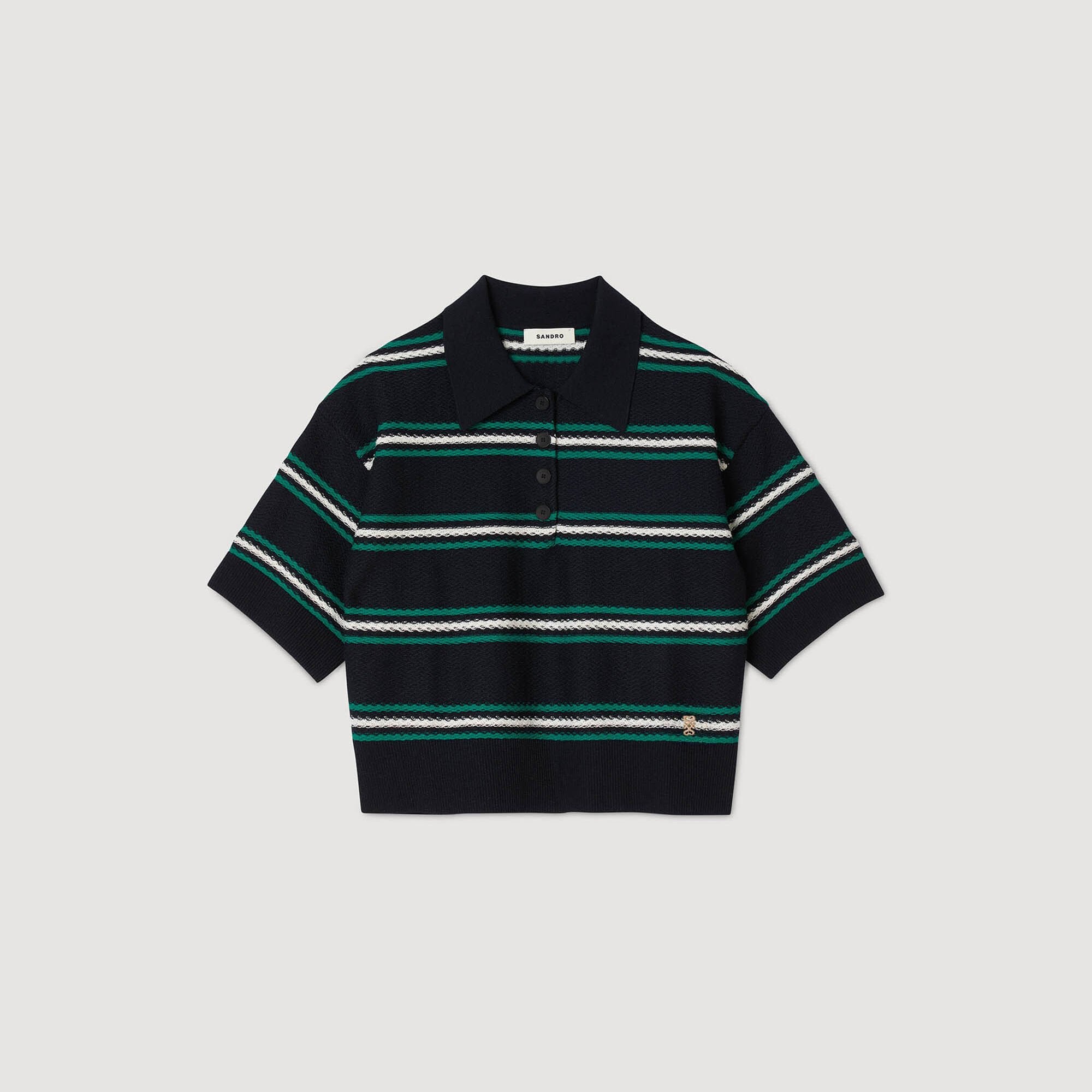 Sandro / Polo-neck striped sweater Navy Blue