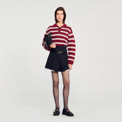 Sandro / Striped polo sweater Bordeaux