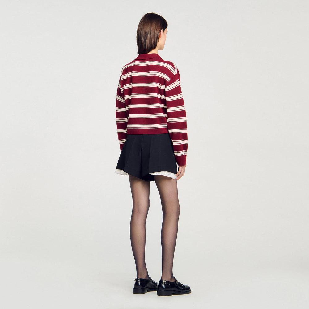 Sandro / Striped polo sweater Bordeaux